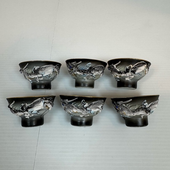 Moriage Japan Dragonware Saki Tea Set Vintage 1940’s Whistling Bird Hand Painted - Picture 8 of 16